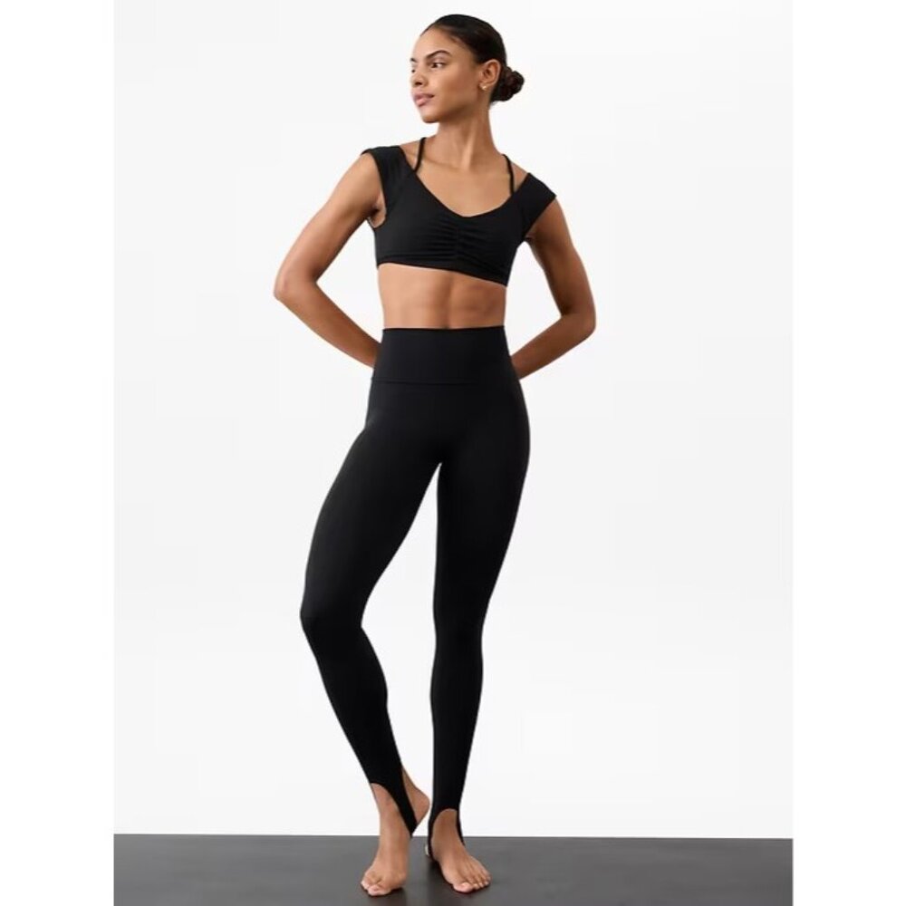 New Athleta M Transcend High Rise Stirrup Leggings Black Medium Regular - Picture 2 of 5
